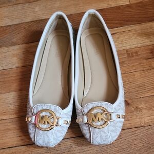 Michael Kors Cream and Gold Loafers